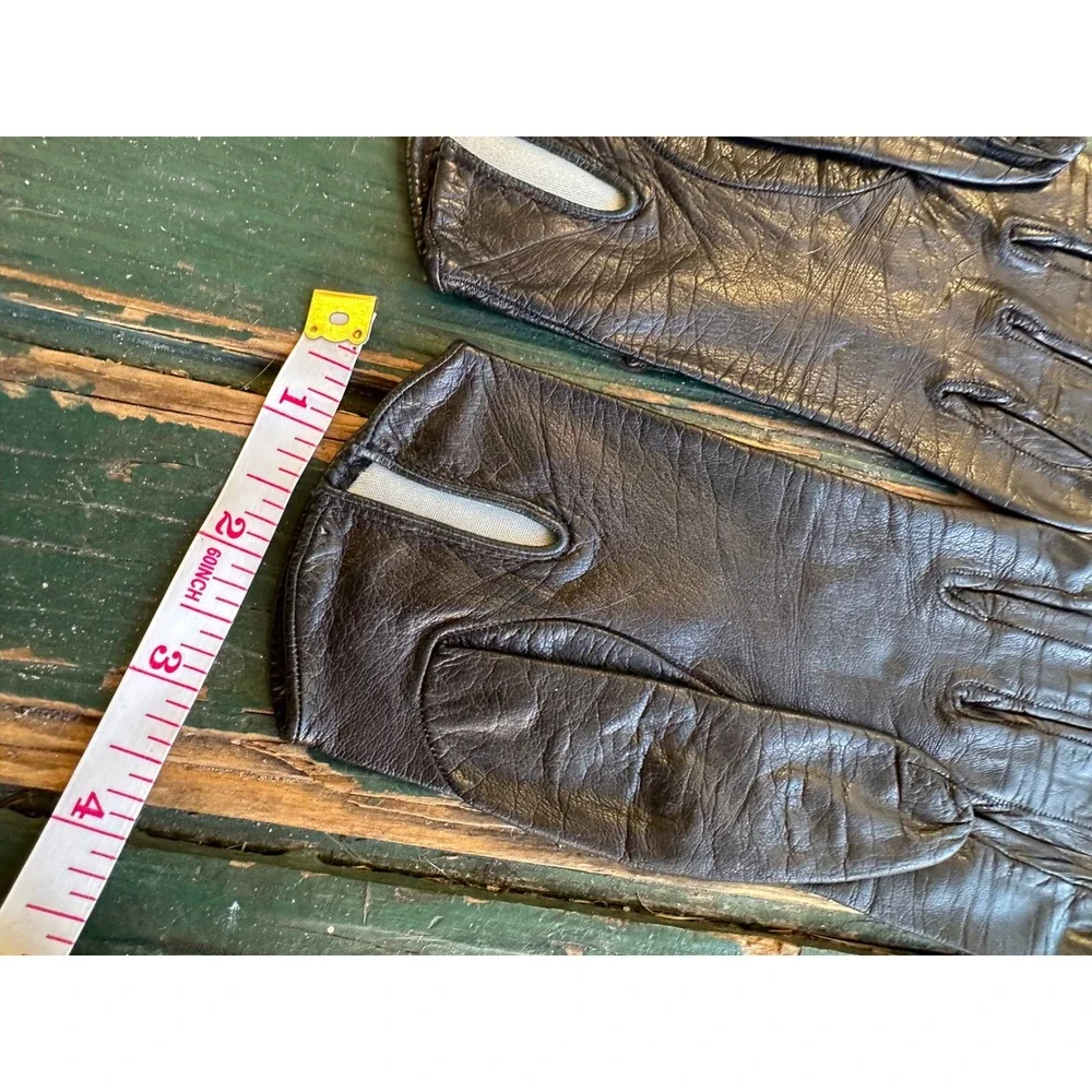 Yves Saint Laurent Paris Vintage Leather Silk Lined Gloves  Made in France 6‎